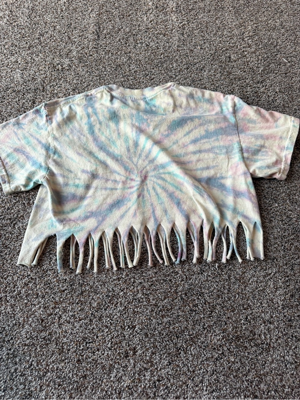 Grateful Dead S/M Dancing Bears Tie Dye Fringe Crop Reduce Reuse Recycle Tee - Picture 6 of 6